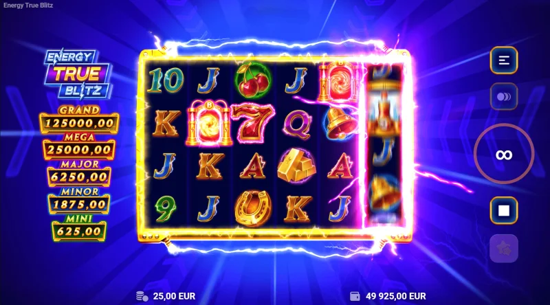 Energy True Blitz - tabuľka vzorov v základnej hre